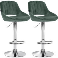 BARHOCKER 2 Samt Grün - Chromfarben/Grün, Textil (47/85/48cm) - CLP