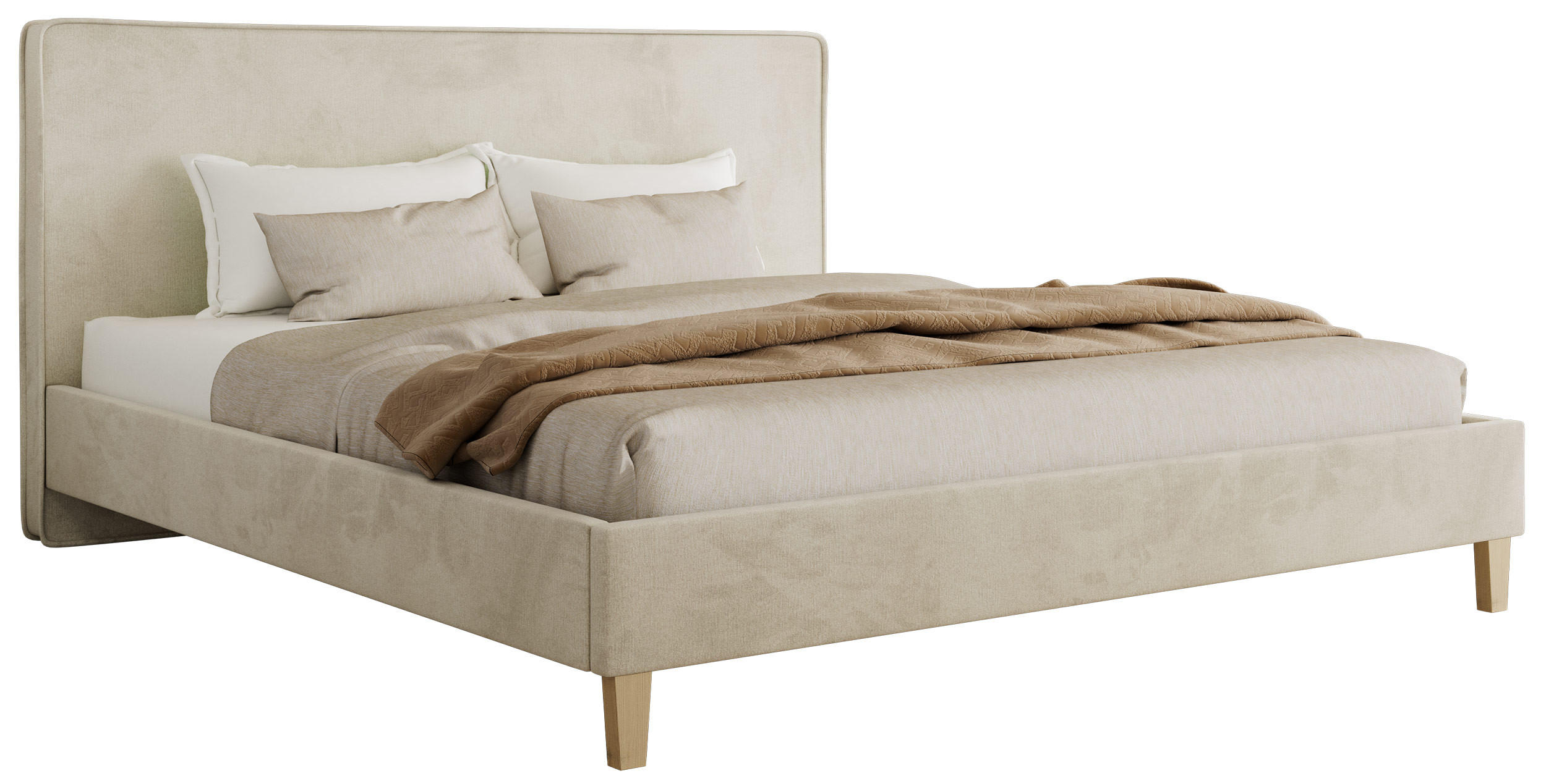 ČALÚNENÁ POSTEĽ LUMARO CLASSIC 180/200 - Béžová Samet - Matrac Pocket - jadrový buk/béžová, drevo/textil (180/200cm) - MKS