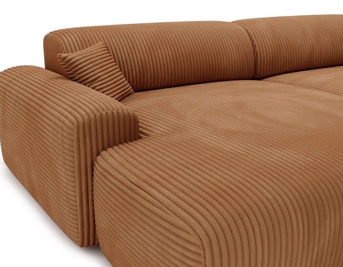 ECKSOFA mit Longchair - Cord - Schwarz/Braun, Kunststoff/Textil (284/178cm) - home24