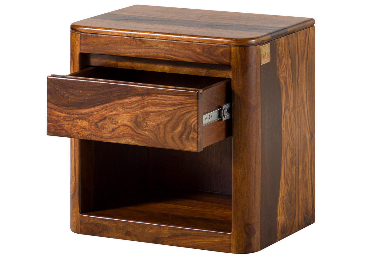 NACHTTISCH Sheesham 50x35x50 walnuss gewachst TORONTO #264 - Dunkelbraun, Holz (50/50/35cm) - Massivmoebel24