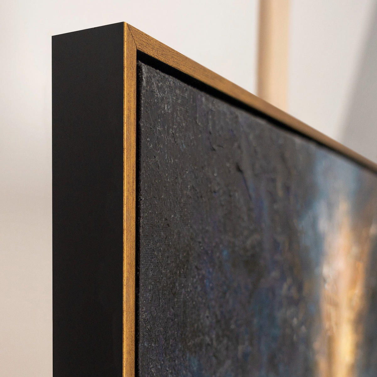 GEMÄLDE Energie des Lichts Schattenfugenrahmen Schwarz-Gold 70x50 cm - Schwarz Hochglanz, Holz (70/50cm) - YS-art gallery