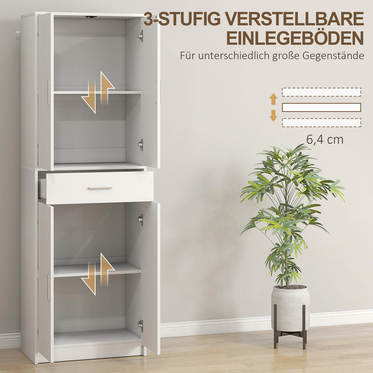 KÜCHENSCHRANK Spanplatte MDF Weiß - Weiß, Holz (35/180/60cm) - HOMCOM