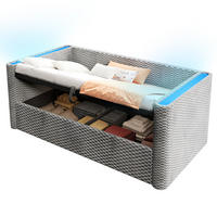 BETT 90/200 cm aus Samt mit Stauraum und LED-Beleuchtung - Grau, Textil (90/200cm) - Flora Grace