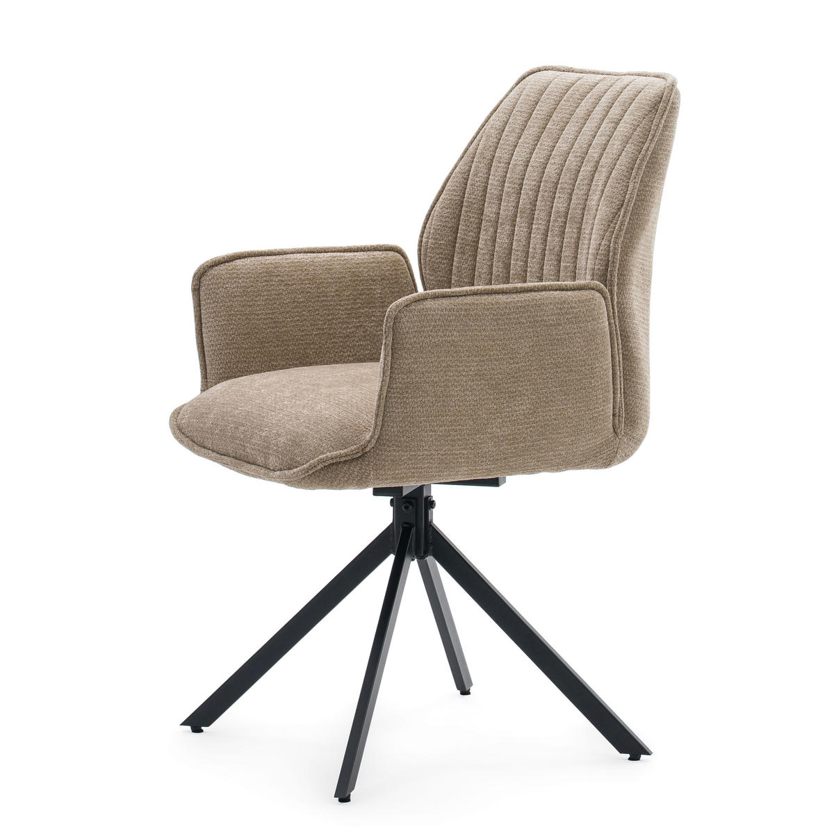 STUHL MERANO drehbar gepolsterter mit Steppung - beige - Chenille - Beige/Schwarz, Textil/Metall (58/90/61cm) - NEW HOME