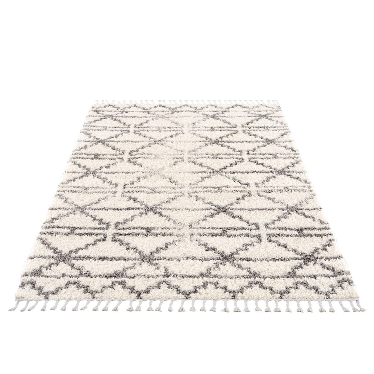 HOCHFLOR-TEPPICH Shaggy Pulpy 530 Creme Grau 140x200 cm - Creme, Textil (140/200cm) - carpet city