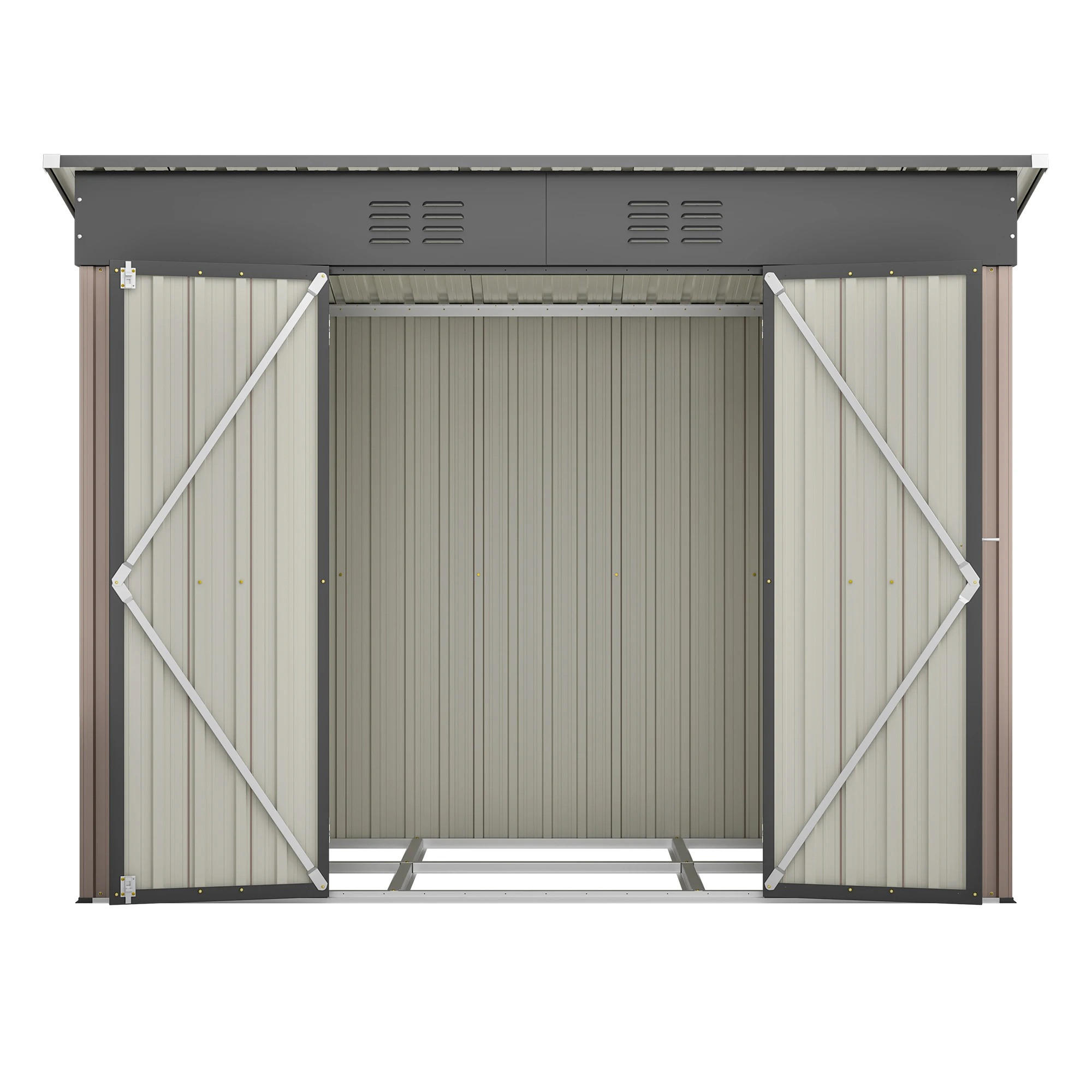 GARTENSCHUPPEN 8x4 FT, braun, mit Metallgrundlage - Braun, Metall (243/182/122cm) - Kaket
