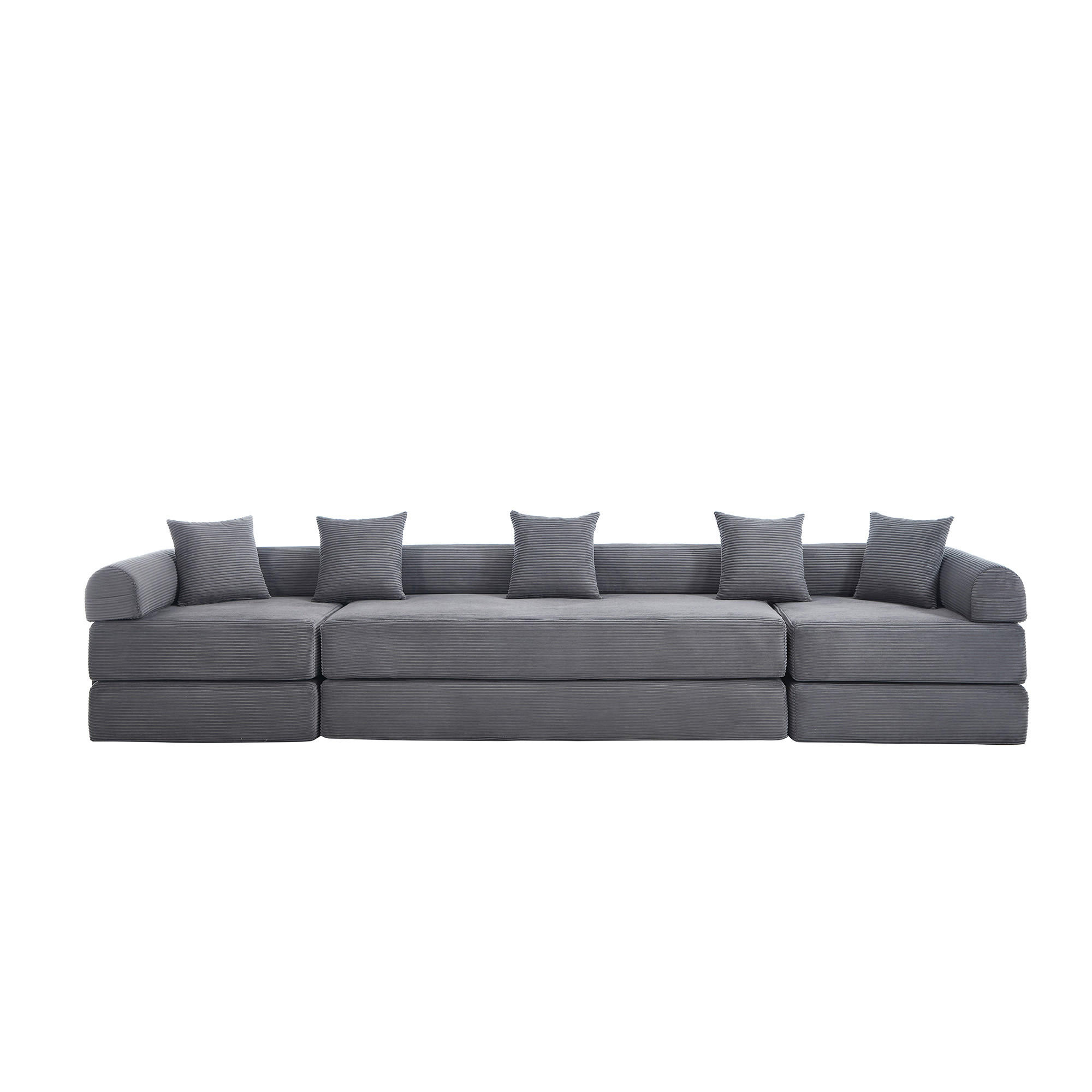 SCHLAFSOFA 270/180/64 cm Dunkelgrau mit Integrierte Seitentaschen - Dunkelgrau, Textil (270/64/180cm) - Oxeza