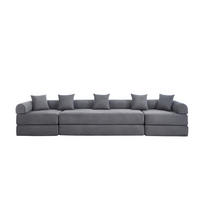 SCHLAFSOFA 270/180/64 cm Dunkelgrau mit Integrierte Seitentaschen - Dunkelgrau, Textil (270/64/180cm) - Oxeza