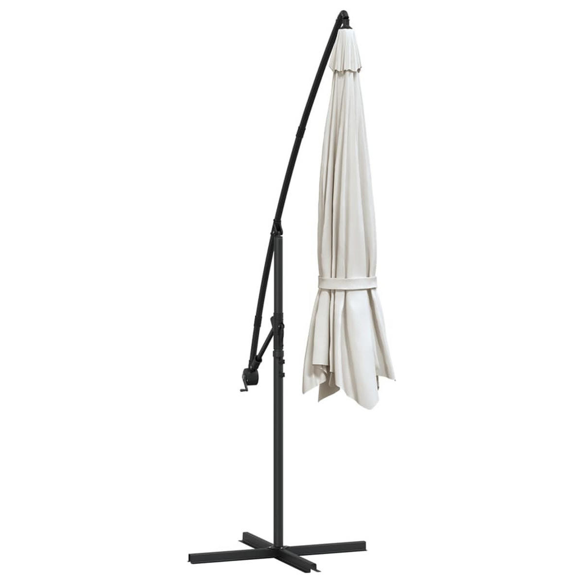 SONNENSCHIRM rund MARC 350cm Sandweiß | UV-Schutz, Kurbelsystem | Ampelschirm rund - Sandfarben, Metall (350/350cm) - DELUKE