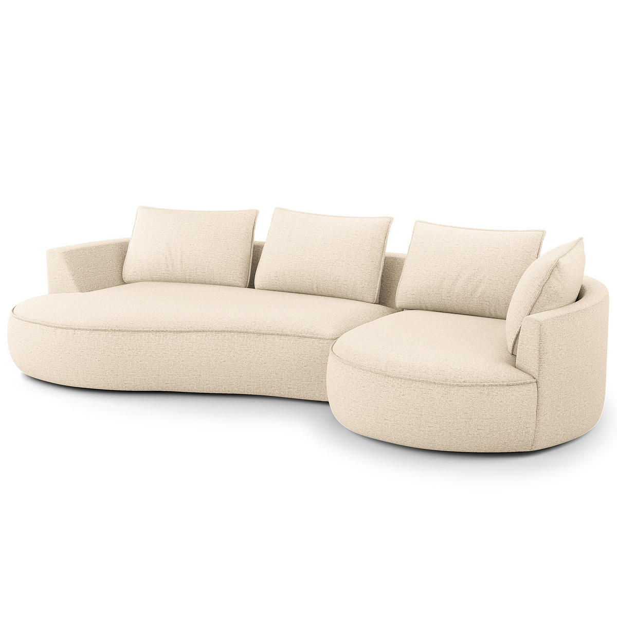 BIGSOFA - Champagner/Schwarz, Kunststoff/Textil (322/82/154cm) - home24