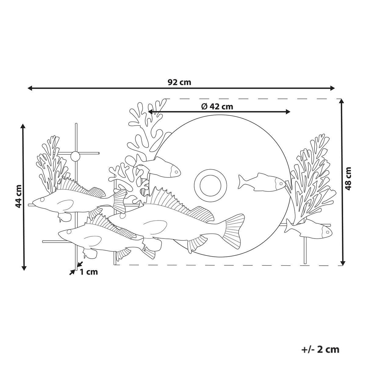 WANDDEKORATION Metall blau/gold Barium - Blau, Metall (92/48/5cm) - Beliani
