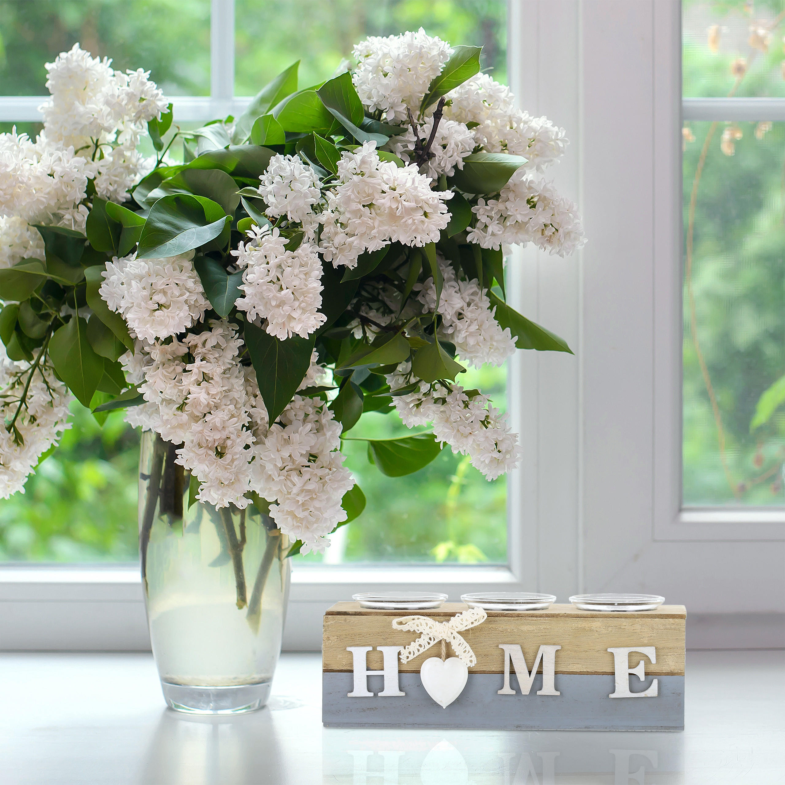 TEELICHTHALTER - Multicolor, Glas/Holzwerkstoff (8cm) - Relaxdays