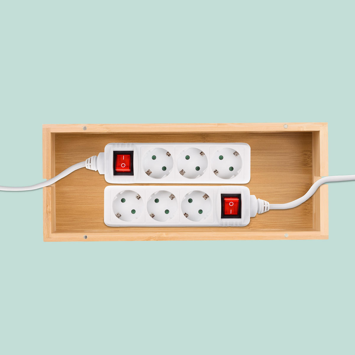 KABELBOX Natur Bambus Magnetverschluss - Hellbraun, Holz (14/34.5/14cm) - Relaxdays