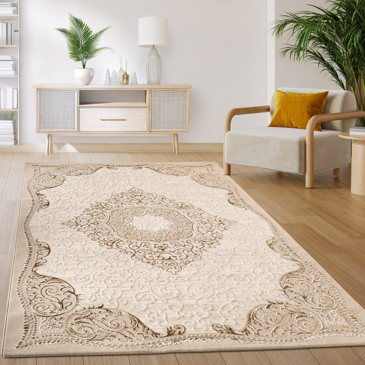 TEPPICH Kurzflor Orientalisch Wohnzimmer Beige Rechteckig 200x280 - Beige, Textil (200/280cm) - KADIMA DESIGN