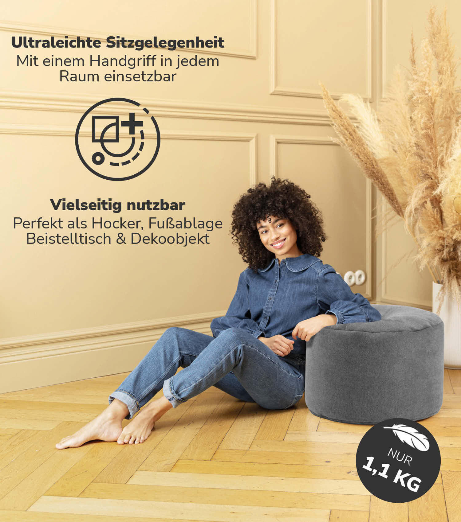 POUF Der Ruhepouf - Anthrazit, Textil (50/30/50cm) - Mokebo