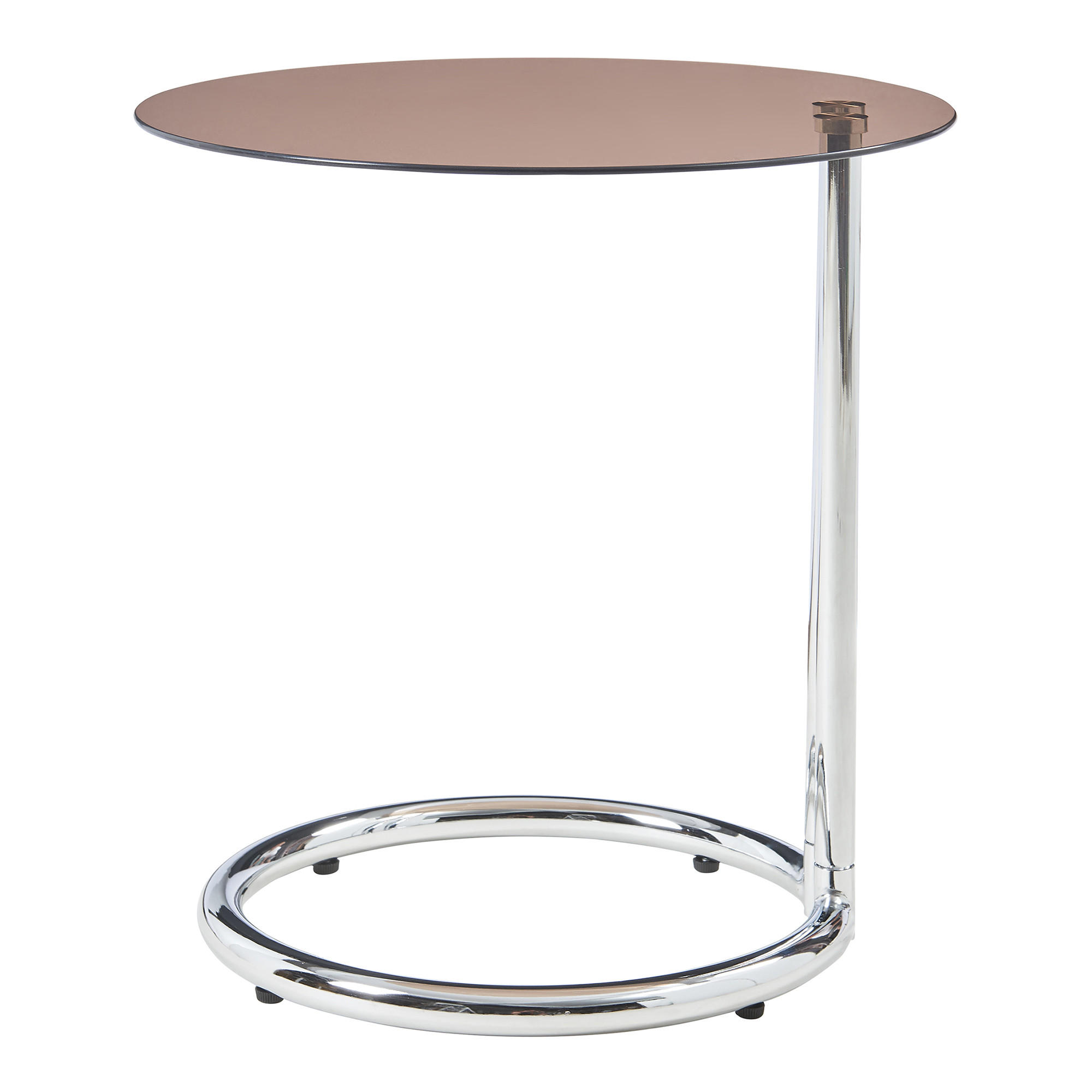 BEISTELLTISCH Ylivieska - Chromfarben/Bernsteinfarben, Glas/Metall (44.5/44.5/46cm) - [en.casa]