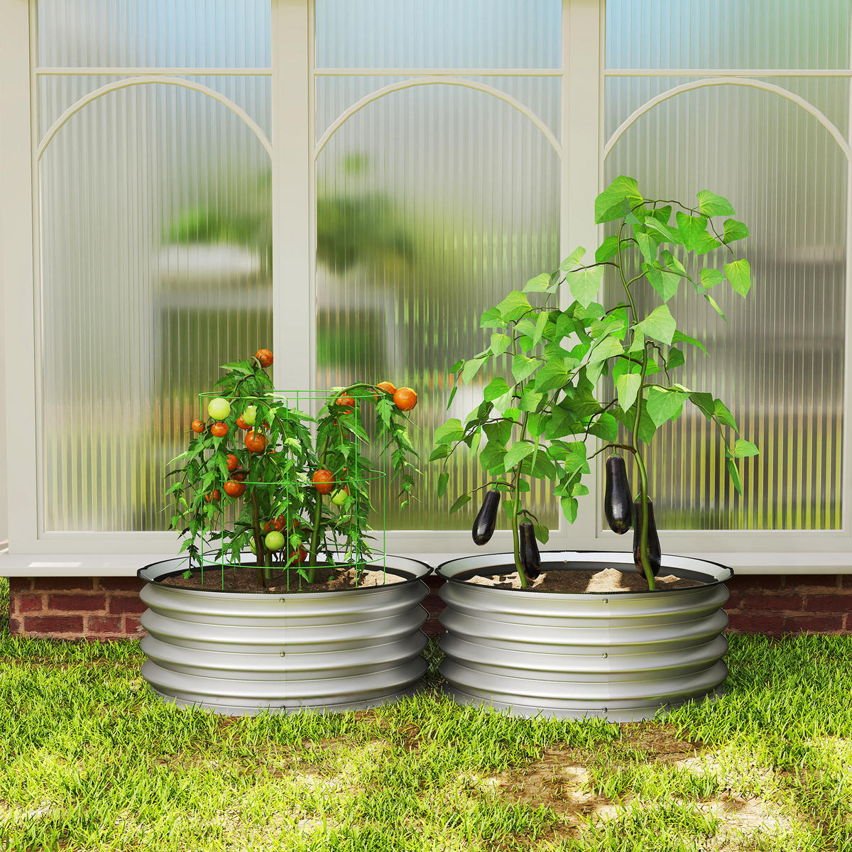 HOCHBEET aus Metall, 2er Set Blumenkasten, Gemüsebeet für Garten, Balkon, Silber - Silberfarben, Metall (60/30/60cm) - Outsunny