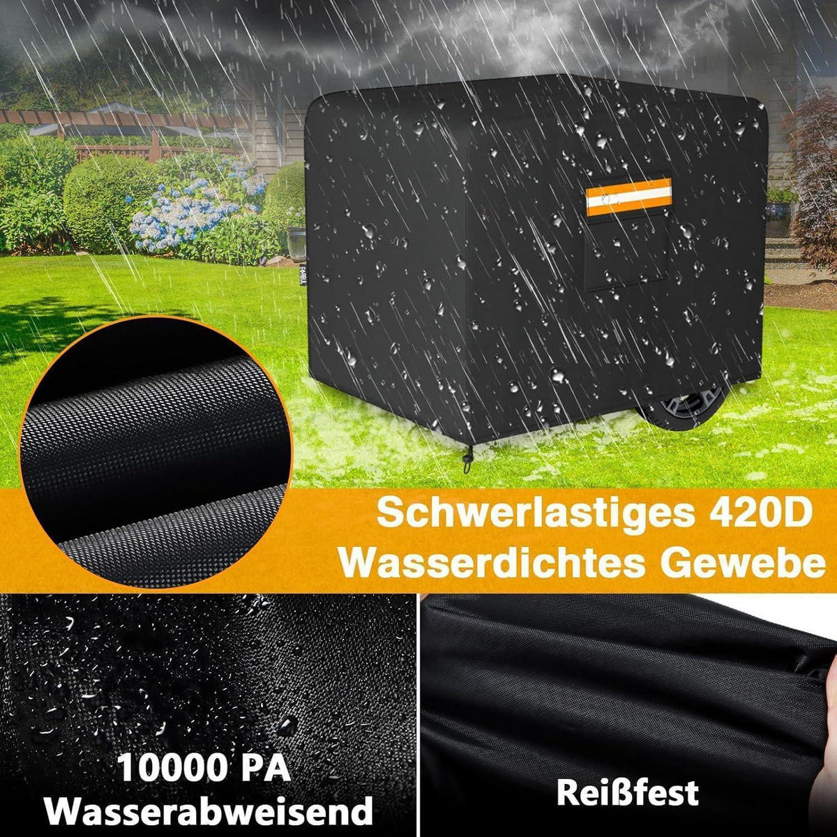 GENERATORABDECKUNG 81 x 61 x 61 cm Schwarz - Schwarz, Textil (61/61/81cm)