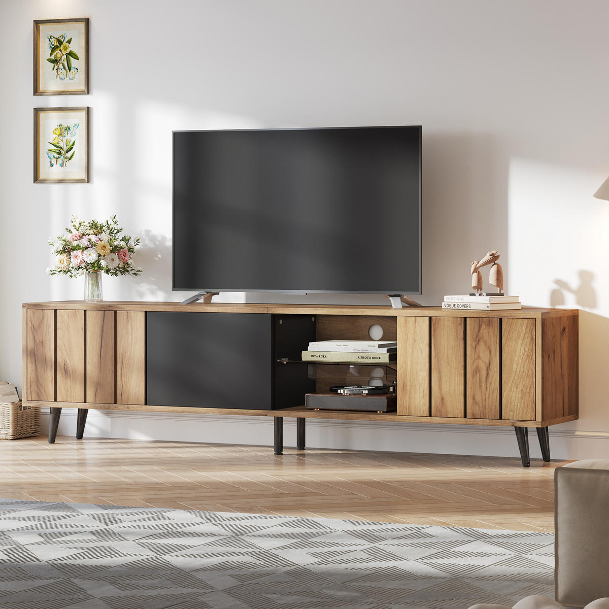 TV-ELEMENT 175/31.5/45 cm Natürlich mit 3 Schränken - Ahornfarben, Holz (175/45/31.5cm) - Oxeza