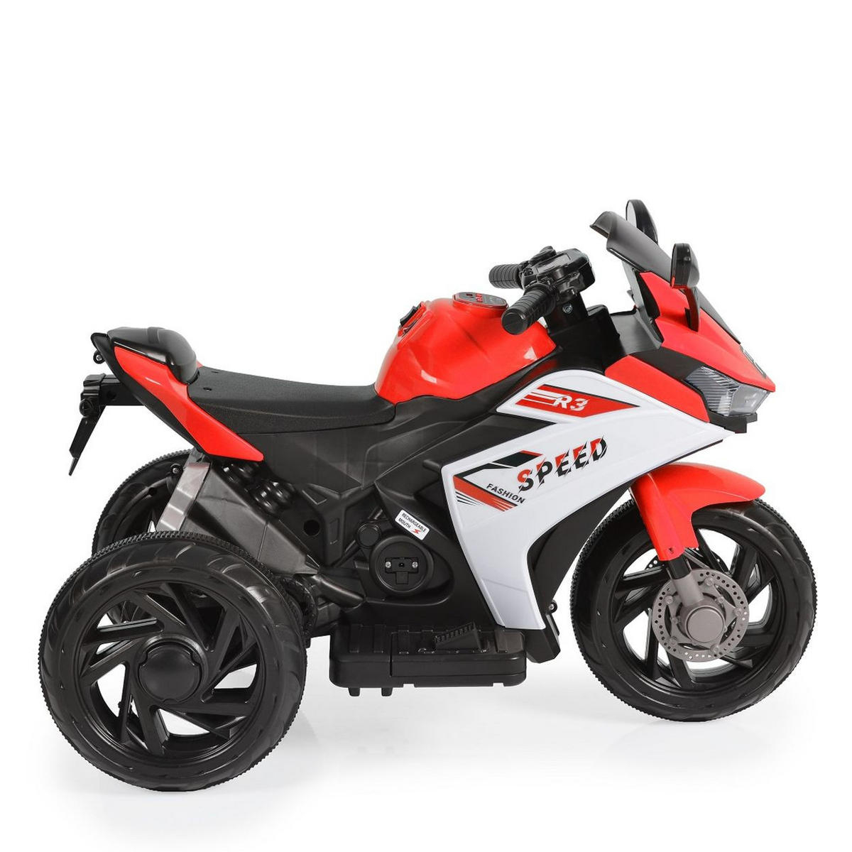 ELEKTROMOTORRAD Hurricane rot drei Räder, Musikfunktion, Rückwärtsgang - Rot, Kunststoff (82/45/55cm) - Moni