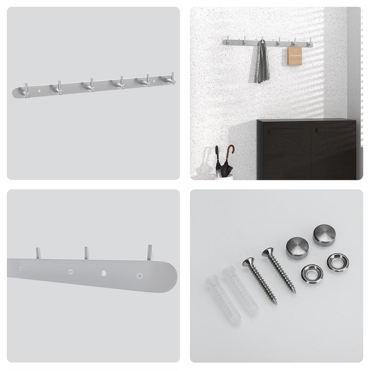 HAKENLEISTE 46/4.2/4.2 cm - Silberfarben, Metall (4.2/4.2/46cm) - Intirilife