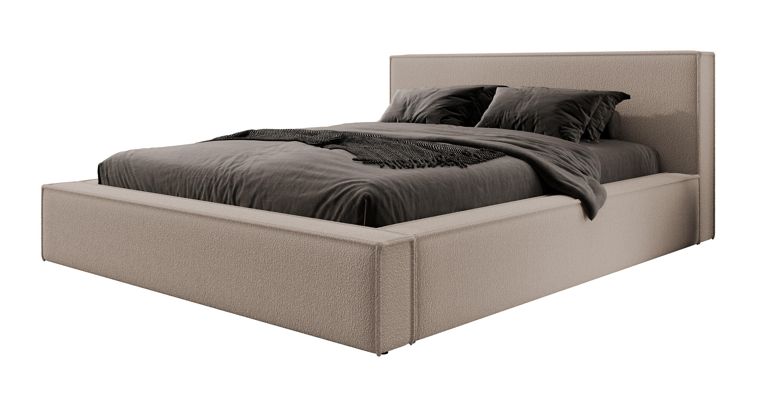 POLSTERBETT Bocalio Dunkelbeige Boucle 140 cm - Mokka, Textil (140/200cm) - Selsey