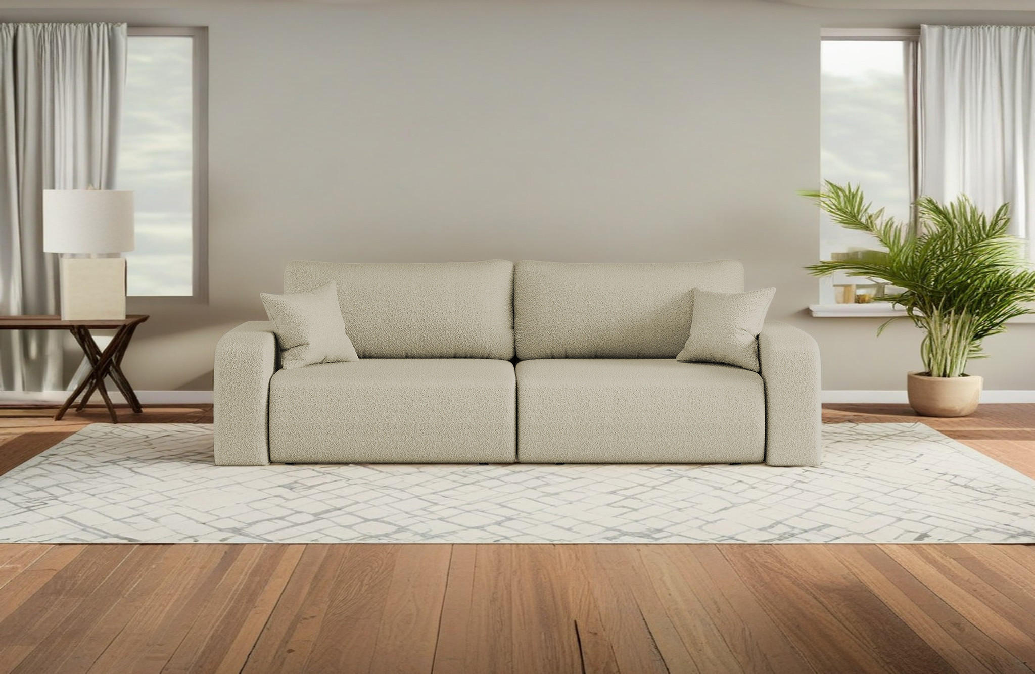 SCHLAFSOFA MILANO und Bettkasten Stoff Quelle Beige - Beige, Holz (246/83/98cm) - Kaiser Möbel