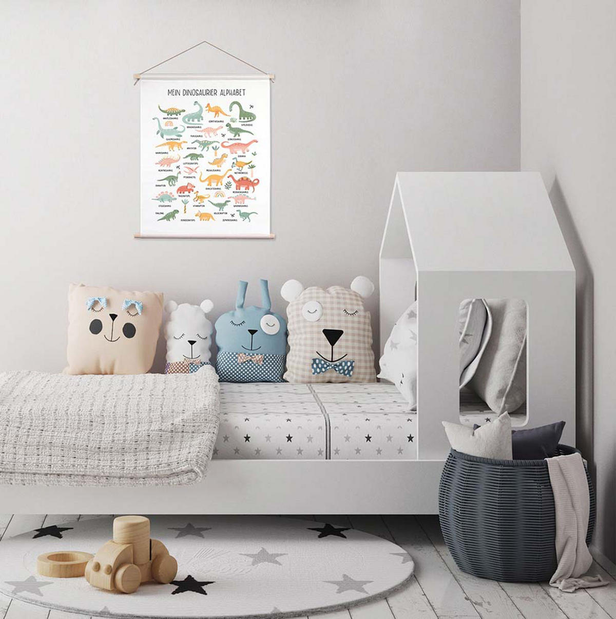 POSTER aus Stoff 40x50 cm Bild Kinderzimmer Alphabet Dinos - Gelb, Textil (40/50/2cm) - artissimo