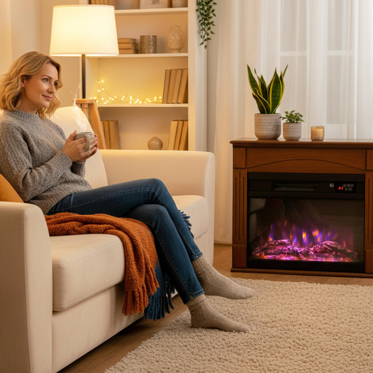 ELEKTROKAMIN DE-17072 3D-Flammeneffekt 6 Farben Braun - Braun, Holzwerkstoff (68.5/63/27.5cm) - ComfortXL