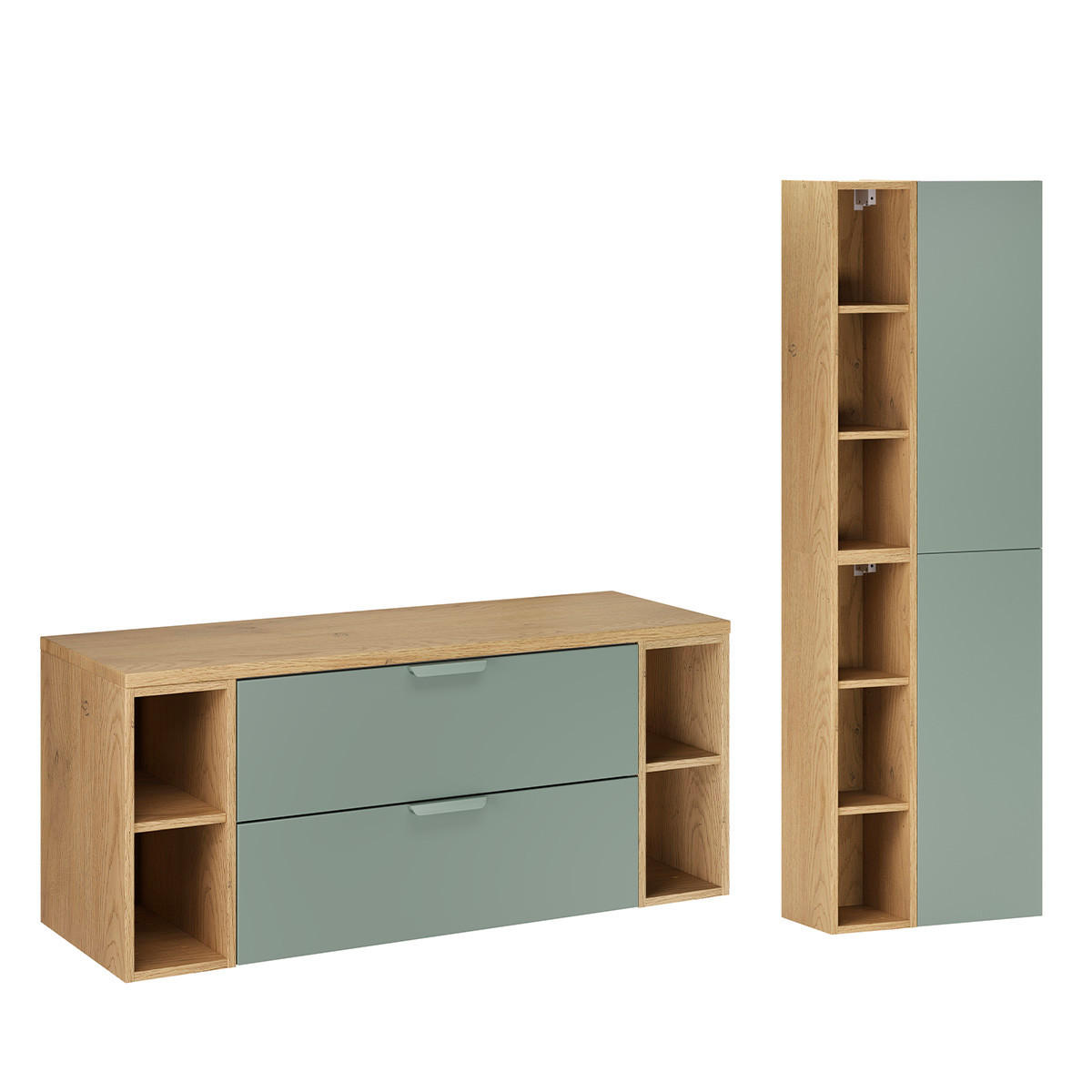 WASCHTISCHUNTERSCHRANK 120.6cm Oria 2er-Set Grün - Grün, Holzwerkstoff (120.6/50/46.5cm) - Petits-meubles