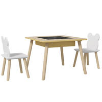 KINDER-TISCH-STUHL-SET 3er Set MDF Naturholz - Weiß/Naturfarben, Holz/Holzwerkstoff (60/44/60cm) - AIYAPLAY