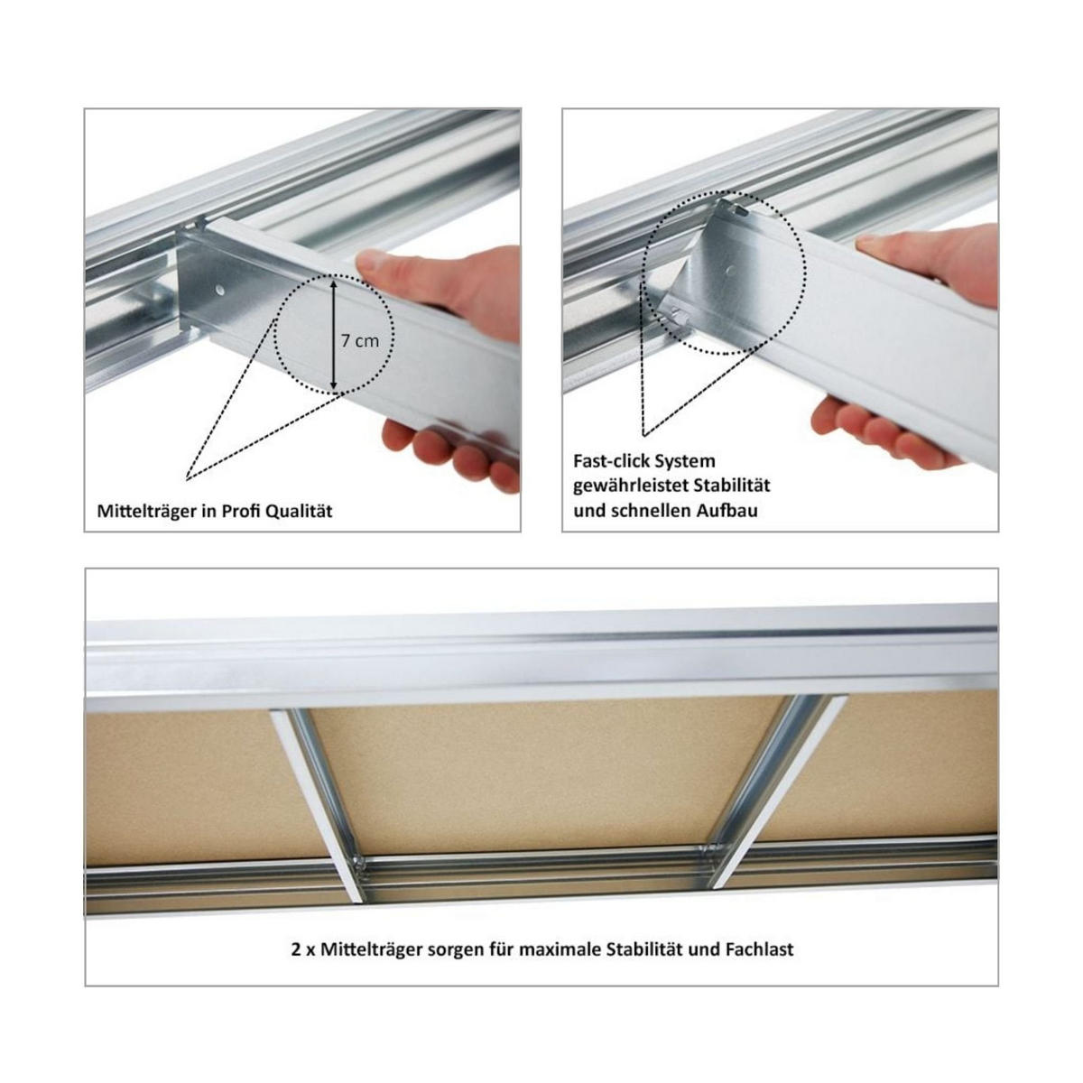 SCHWERLASTREGAL Dino 2er-Set 180x200x60cm Spanplatten-Ebenen Verzinkt - Silberfarben, Metall (400/180/60cm) - PROREGAL