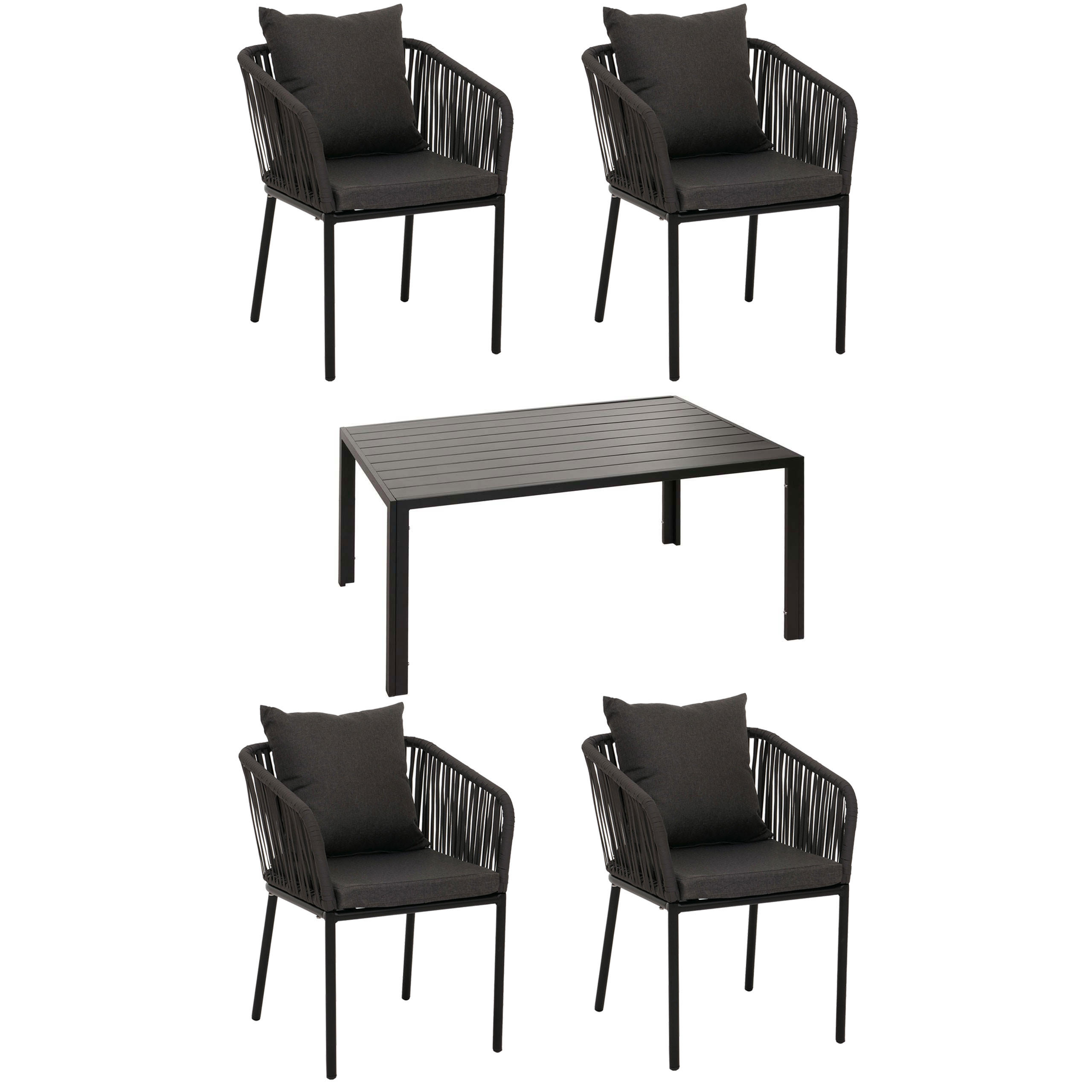 GARTENGARNITUR Anthrazit, Dunkelgrau 5-teilig-Set - Dunkelgrau/Anthrazit, Metall - MCW
