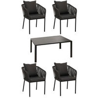 GARTENGARNITUR Anthrazit, Dunkelgrau 5-teilig-Set - Dunkelgrau/Anthrazit, Metall - MCW