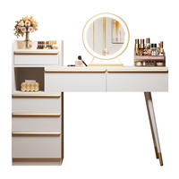 SCHMINKTISCH 100/41,5/102 cm in Weiß mit LED-Spiegel und 6 Schubladen - Weiß, Holzwerkstoff (41.5/102/100cm) - Flora Grace