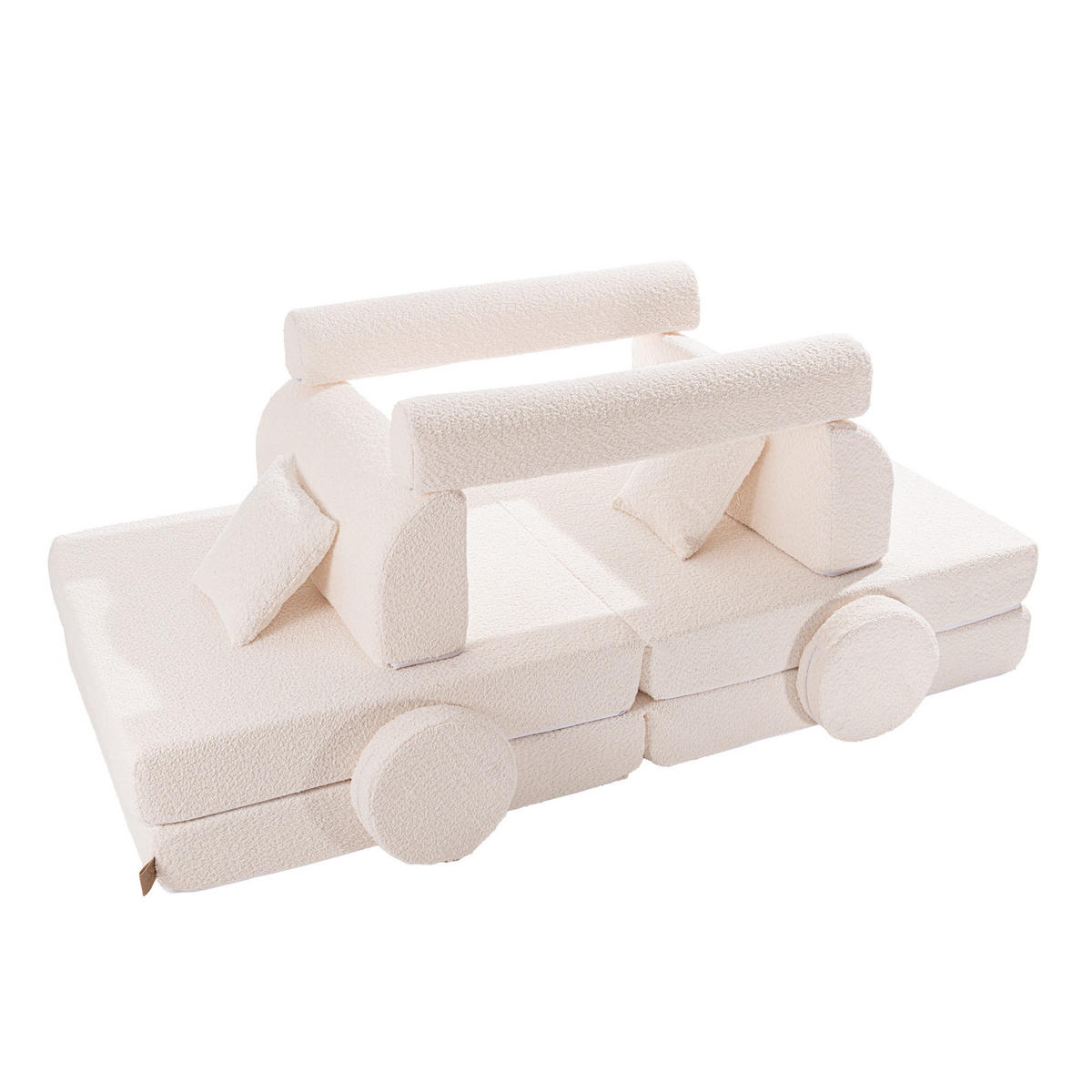 KINDERSOFA, Boucle, Weiß - Weiß, Textil (160/24/80cm) - MeowBaby