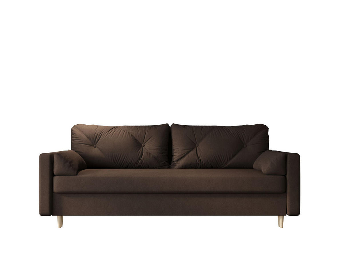 SOFA ASTRA mit Schlaffunktion COSMIC 800 mit Stauraum - Dunkelbraun, Textil (90/88/228cm) - Bedante