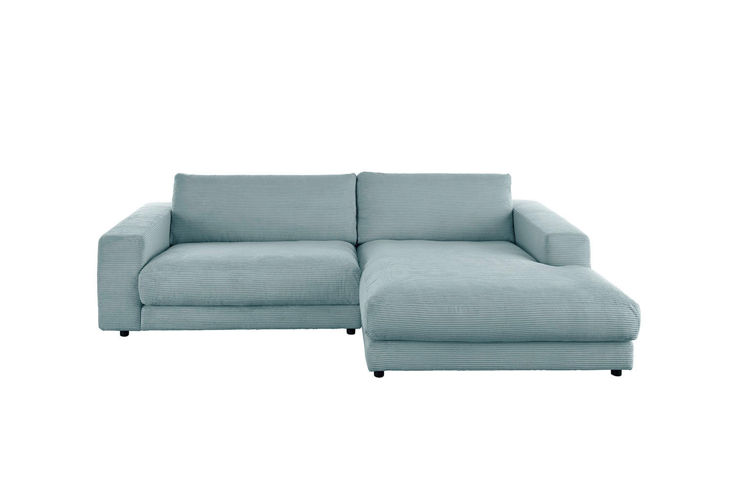 ECKSOFA MADELINE Hellblau Cord - Schwarz/Hellblau, Kunststoff/Textil (270/190cm) - KAWOLA