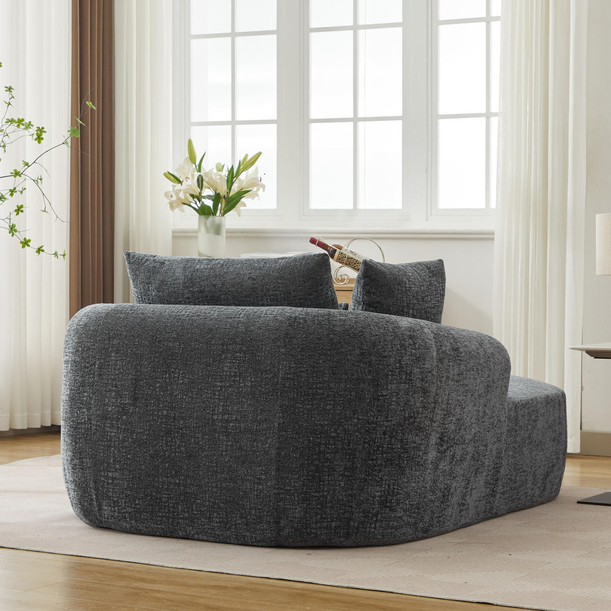 SCHLAFSESSEL DE-34006 mit Armlehnen und Kissen Grau - Grau, Textil (131/81/146.5cm) - ComfortXL