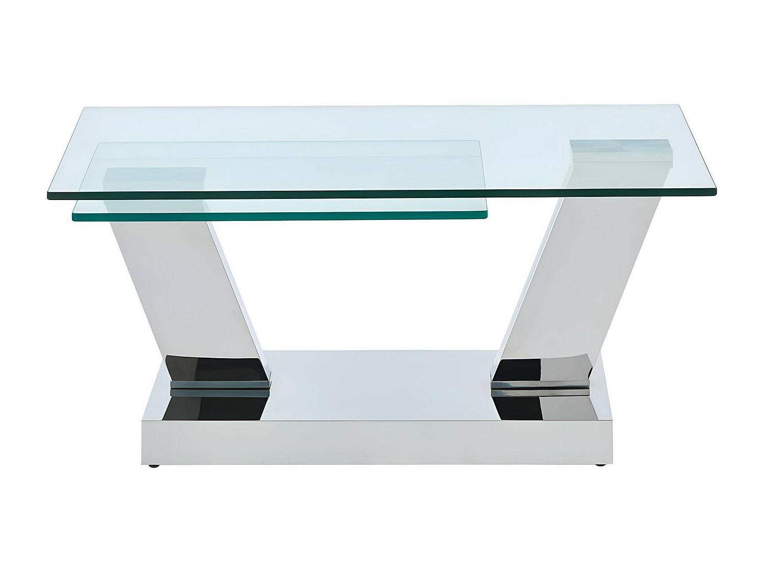 COUCHTISCH modulierbar - 95 cm, 155 cmcm x 60 cmcm - Glas - Transparent, Silberfarben - OYRUS - Transparent/Silberfarben, Glas (60/95/43cm) - Vente-Unique