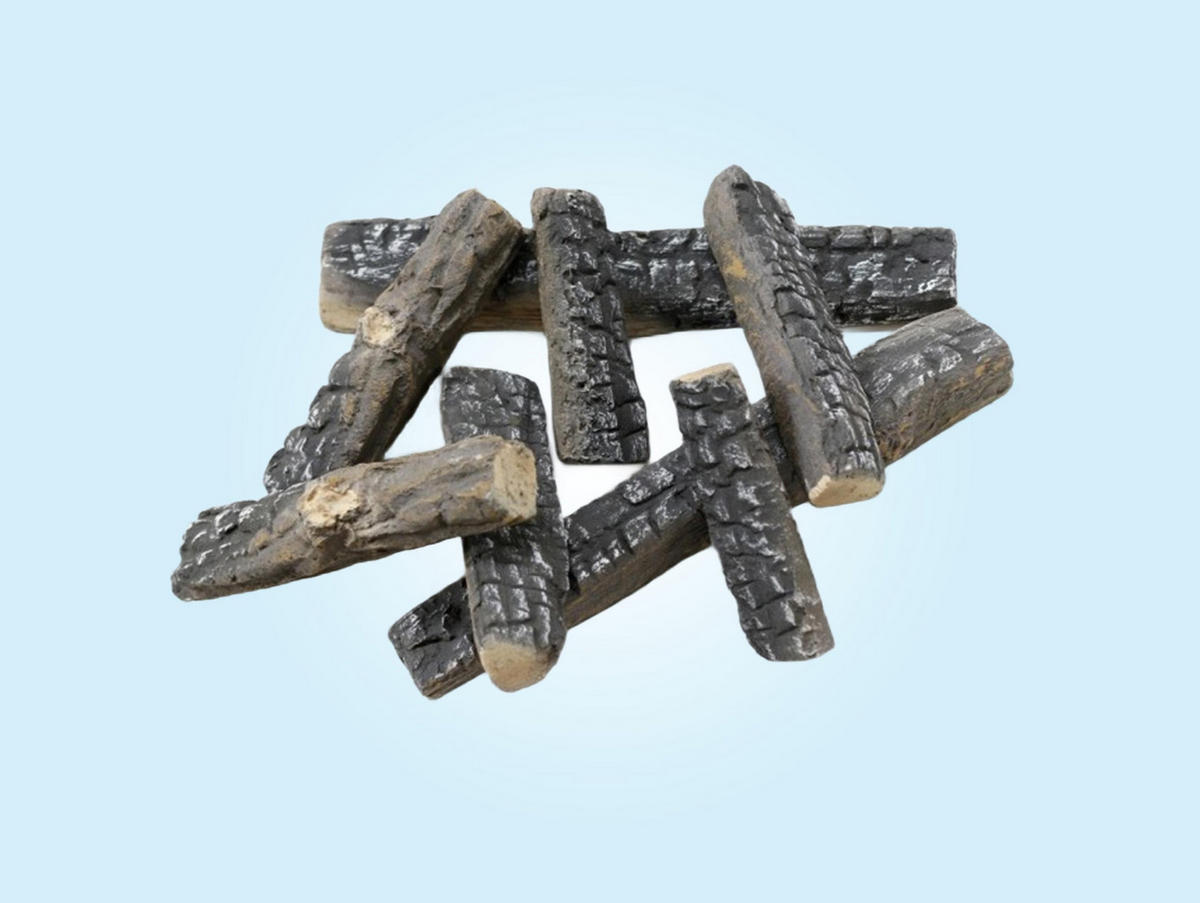 DEKOHOLZSCHEIT Grau aus Keramik für Kamine und Öfen - Grau, Keramik (6/3/3cm) - Purline