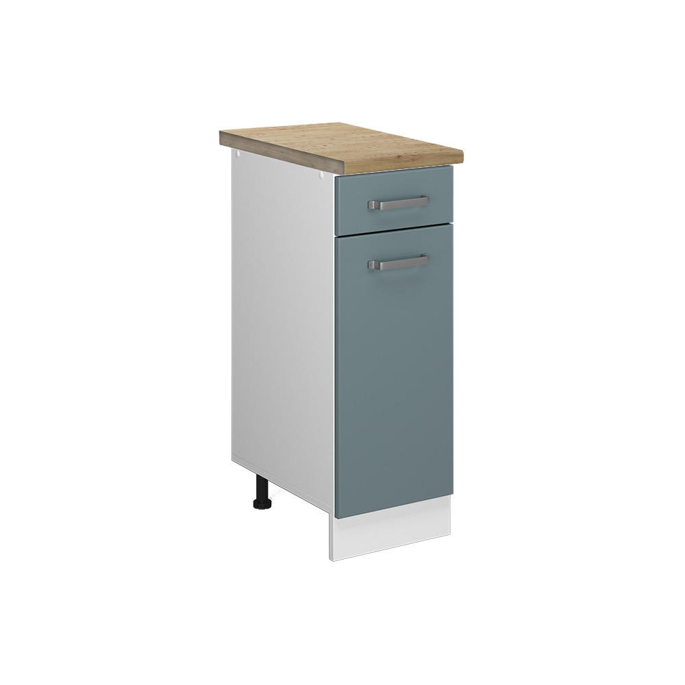 KÜCHENUNTERSCHRANK R-Line Blau-Grau 30 cm, AP Eiche - Blaugrau/Weiß, Holzwerkstoff (30/81.6/60cm) - Vicco
