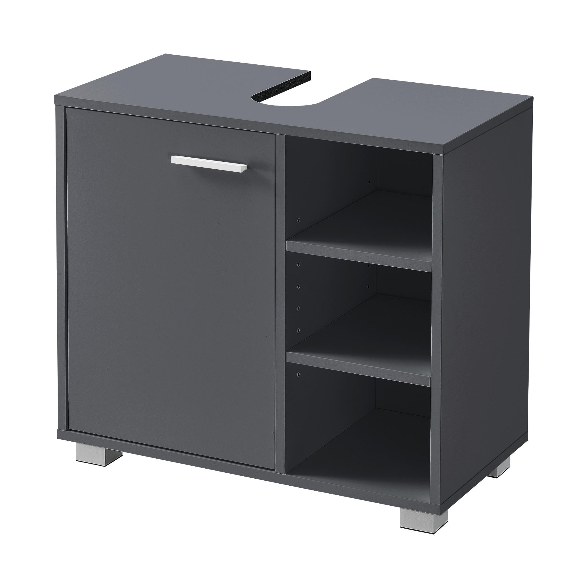 WASCHBECKENUNTERSCHRANK Narvik - Dunkelgrau, Holzwerkstoff (60/55.6/31cm) - [en.casa]