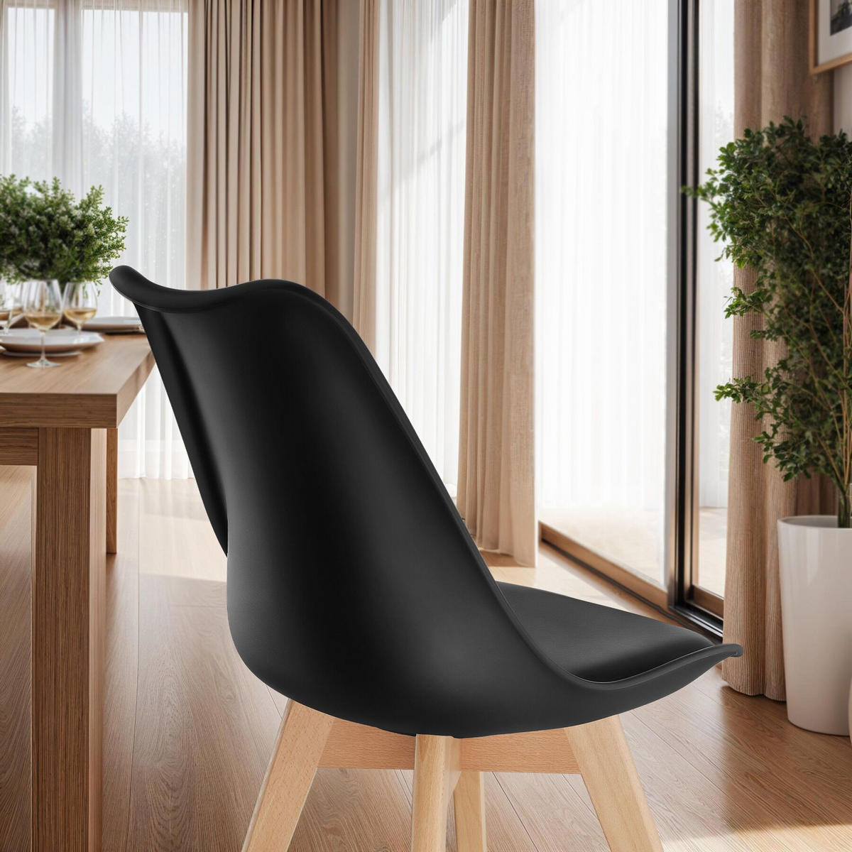 ESSZIMMERSTUHL 4er Set Frederikke,49 x 56 x 82,5 cm,schwarz - Schwarz, Textil (49/82/53cm) - tectake