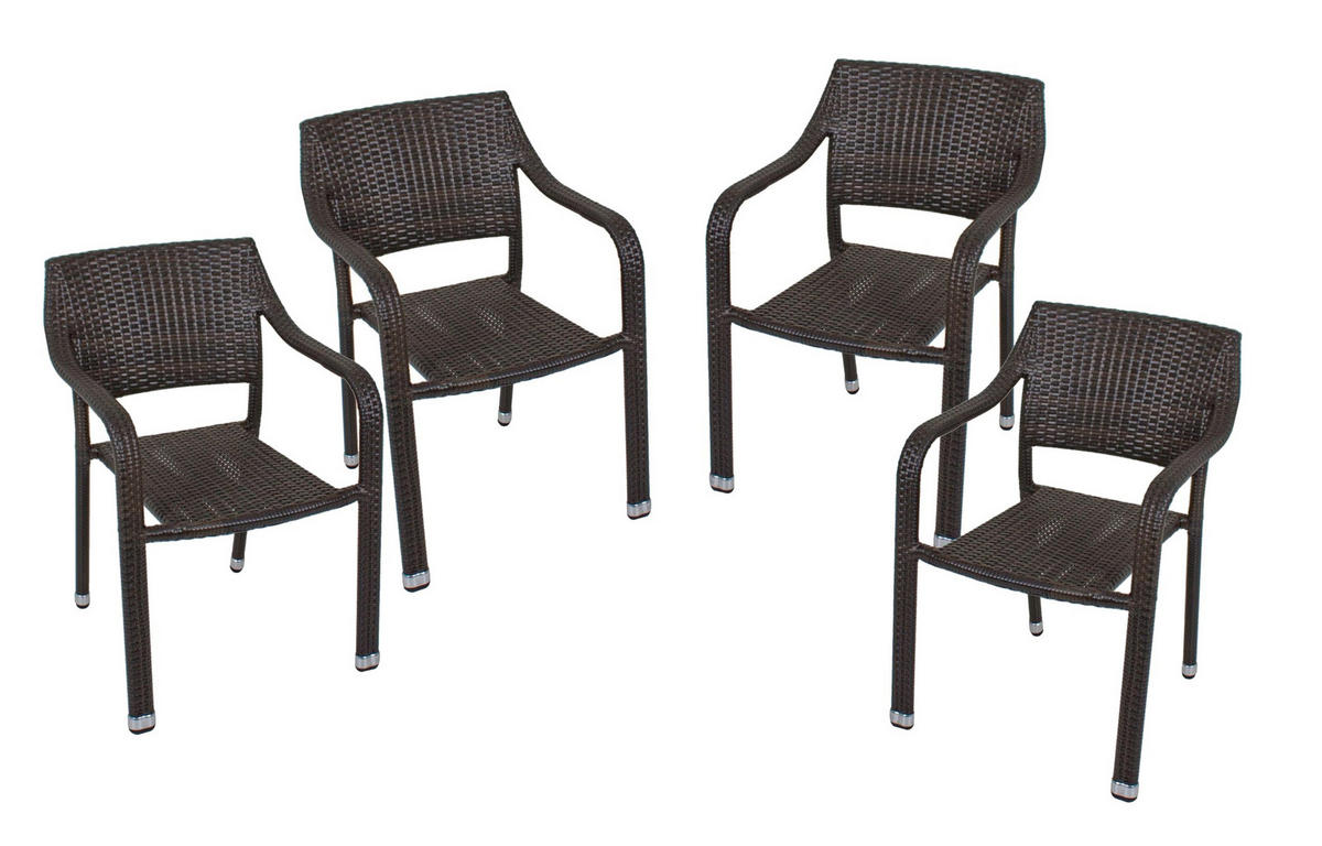 GARTENSTUHL 4er Set Vito Stapelstuhl - Braun, Kunststoff (57/82/66cm) - DELUKE