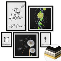 WANDBILDER 5er-Set - 50x50 cm & 20x30 cm & 40x60 cm Schwarzer Rahmen - Blumenposter Paris London - Schwarz, Kunststoff (40/60cm) - ArtPrintCave