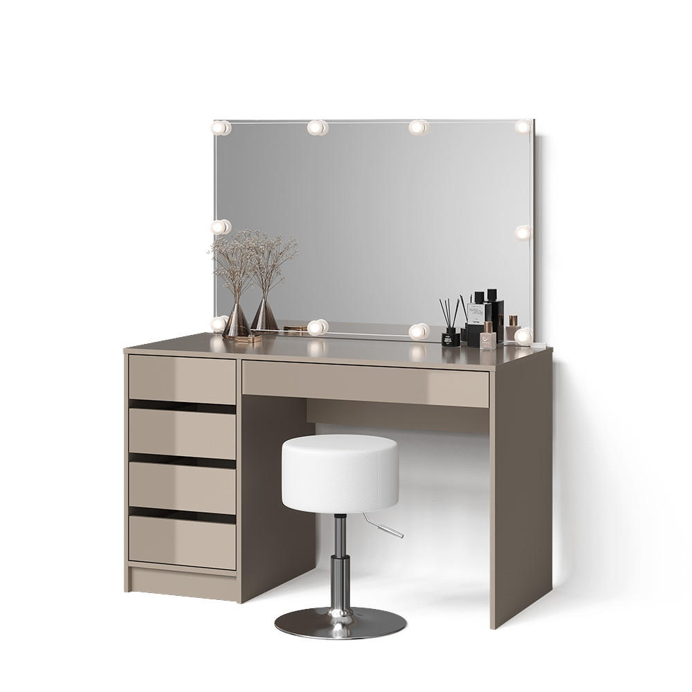 Livinity® MAKE-UP STŮL Imola Greige s osvětlením LED a stoličkou