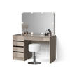 SCHMINKTISCH Imola Greige mit LED Beleuchtung und Hocker - Greige, Holzwerkstoff (120/75/55cm) - Livinity®