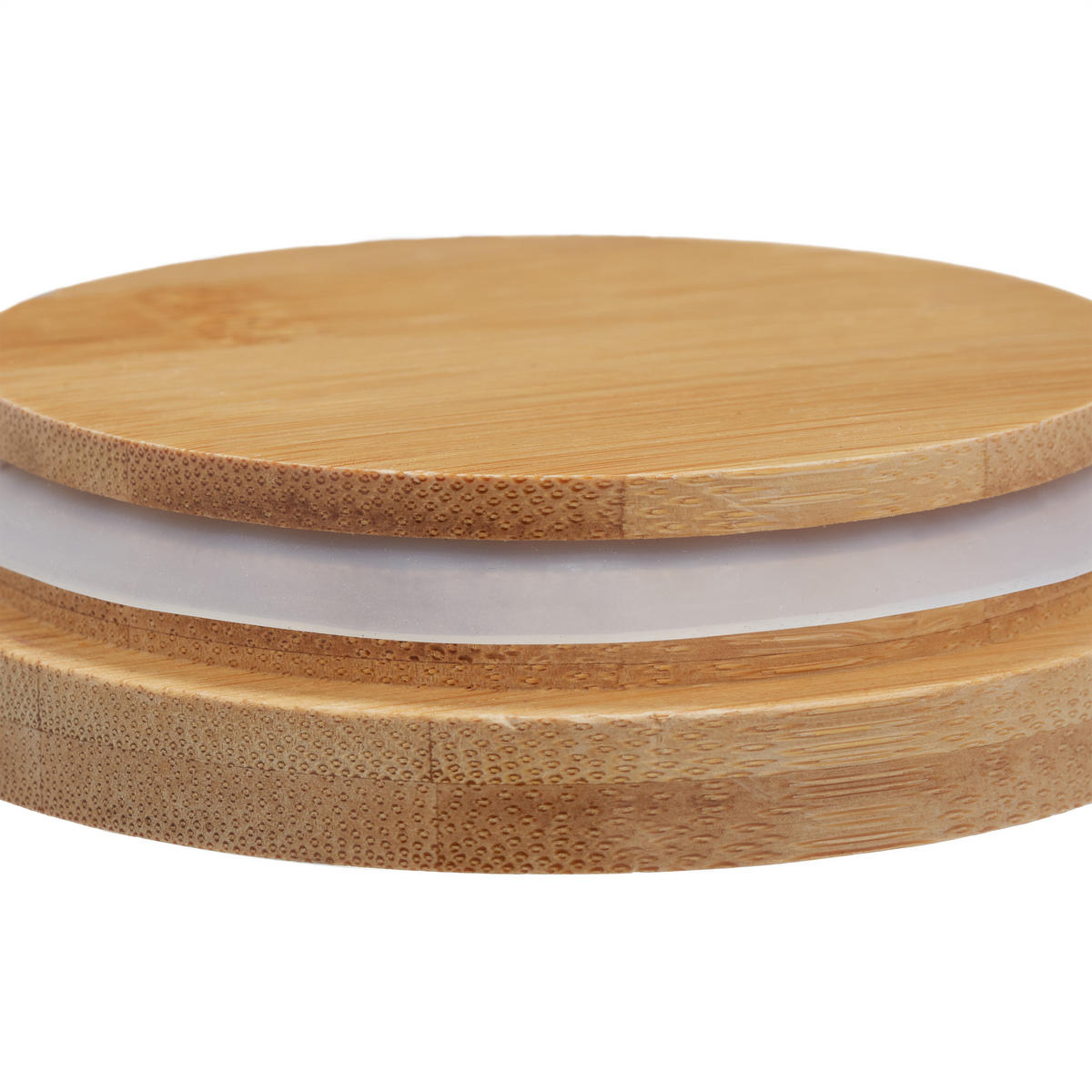 4xVORRATSGLAS - Transparent, Glas/Holz (10/28/10cm) - Relaxdays