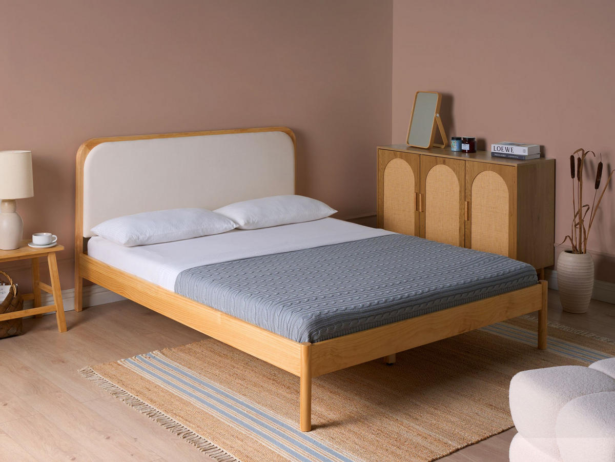 BETT mit Lattenrost 160/200 cm Hellbraun Dosches - Hellbraun, Holz (160/200cm) - Beliani